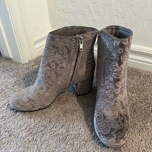Velvet Embroidered Booties - Size 8 Women’s